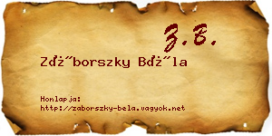 Záborszky Béla névjegykártya